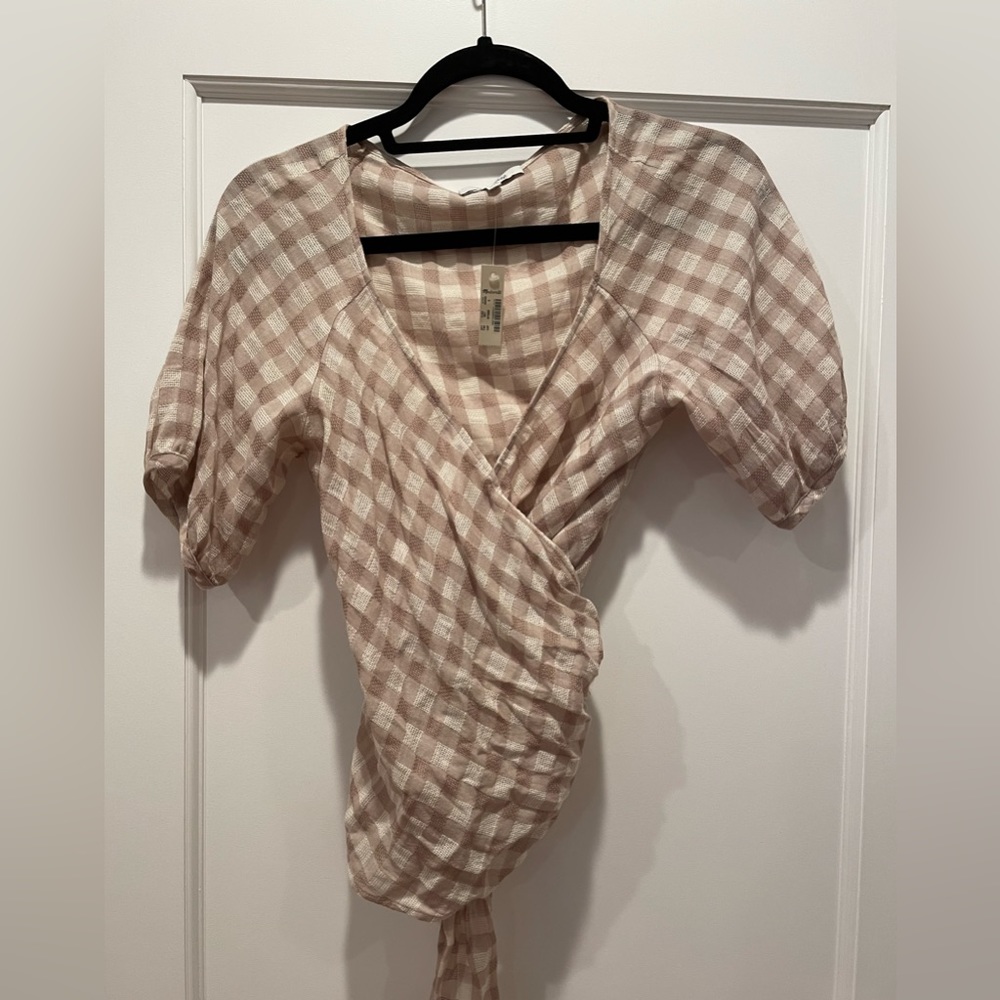 NEW MADEWELL Sweetheart Wrap Top in Gingham Check